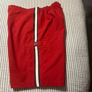 Vintage Nike Mens XL Striped Color Block Mini Swoosh‎ Shorts Red